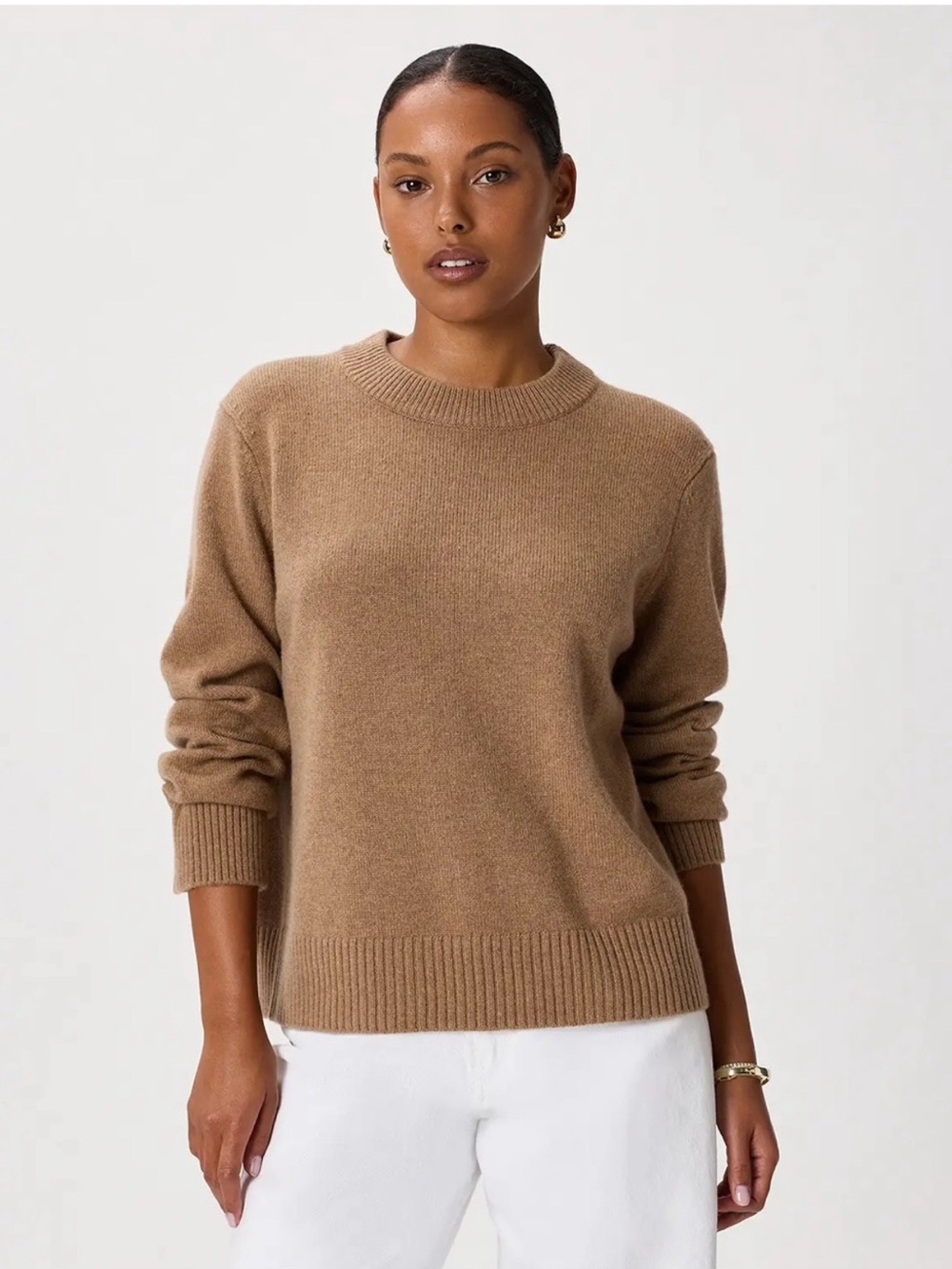 Quince 100% Mongolian Cashmere Oversized Crewneck Sweater Teak Medium